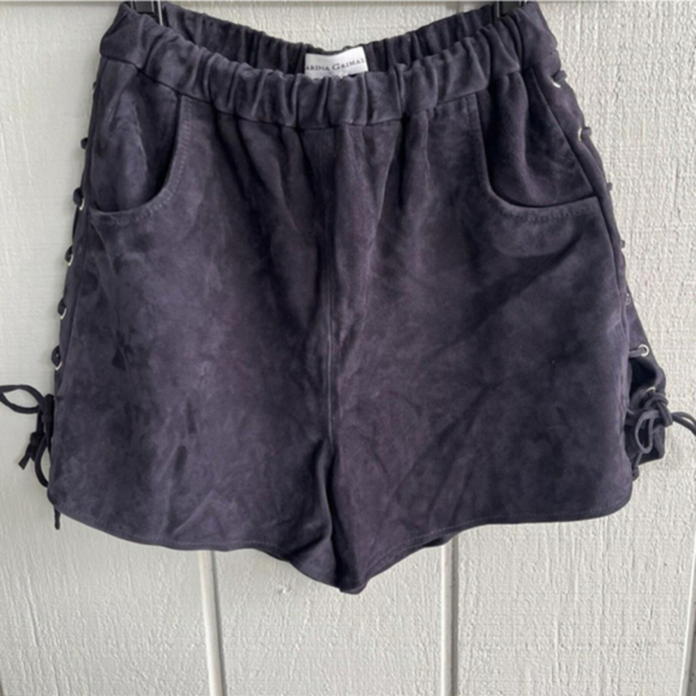 Karina‎ Grimaldi Suede Claudia Short with Lace Up Sides in Black Size S